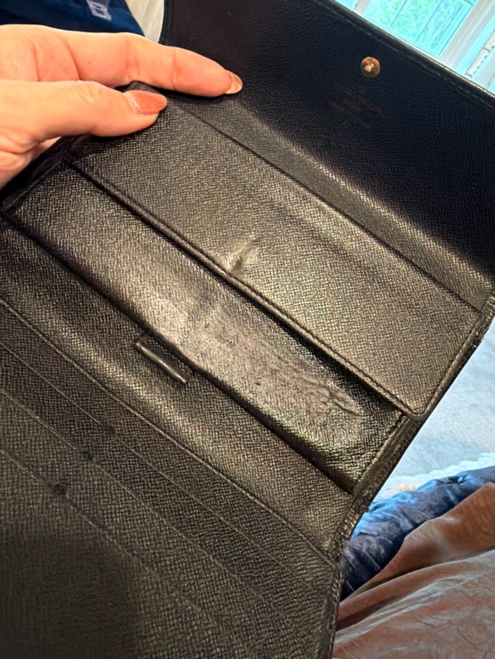 LV Sarah Black Epi Leather Long Flap Snap Wallet Y2K with gold crossbody kit - Picture 12 of 14